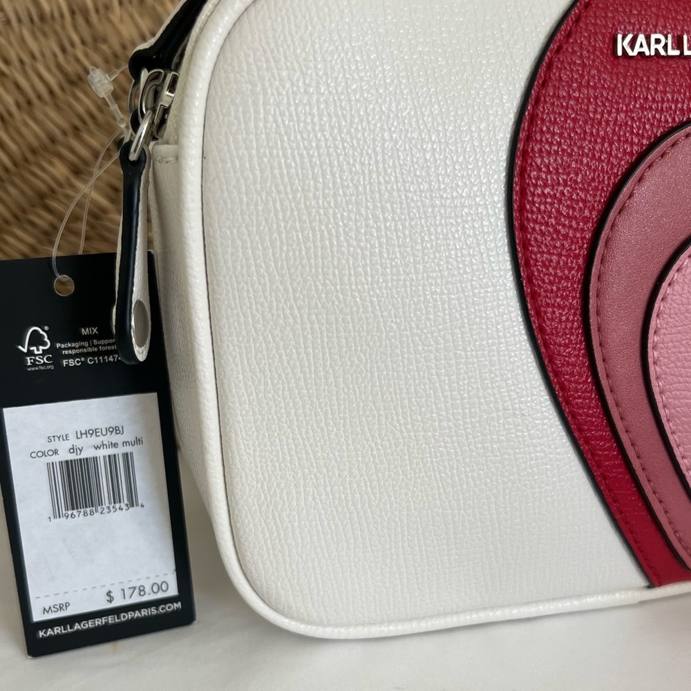 NWT Karl Lagerfeld Red and White Crossbody with Heart - Picture 3 of 5